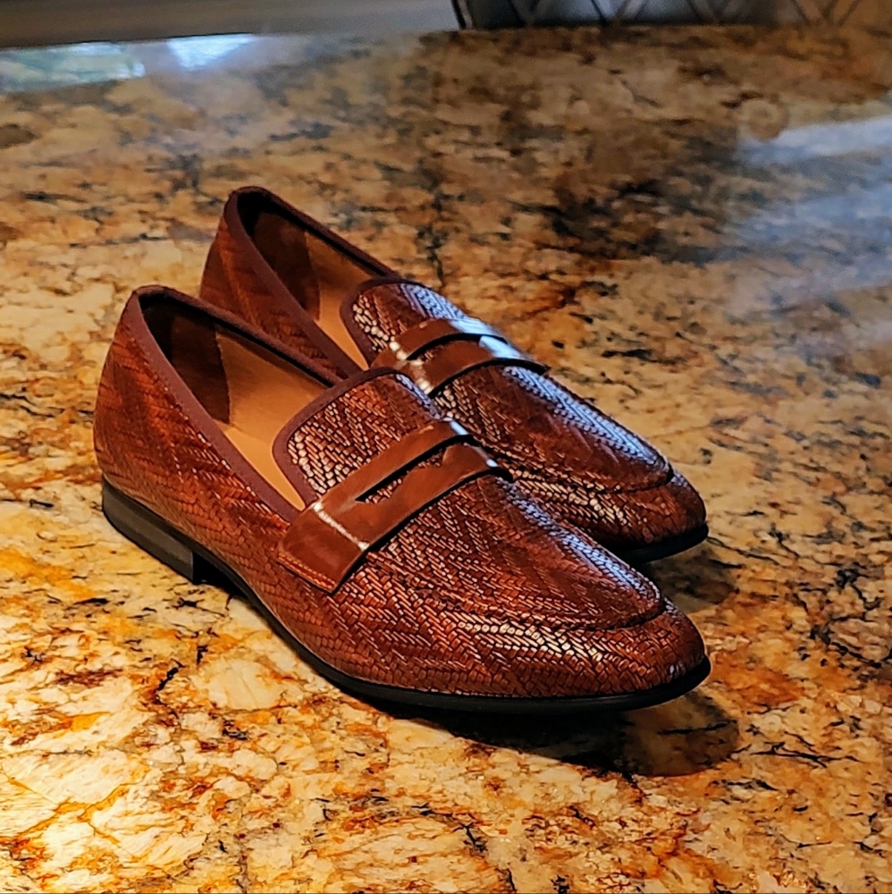 Men's Meijiana brown weave design loafers, size 12 preowned, very good condition - Picture 4 of 15